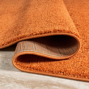 Haze Solid Low-pile Area Rug Orange